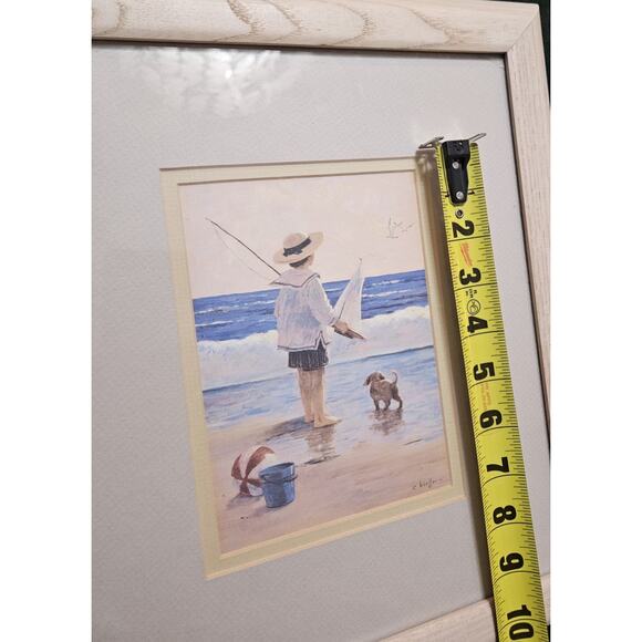 Framed Art Print Crista Kieffer Boy At The Beach Vintage - Picture 11 of 12